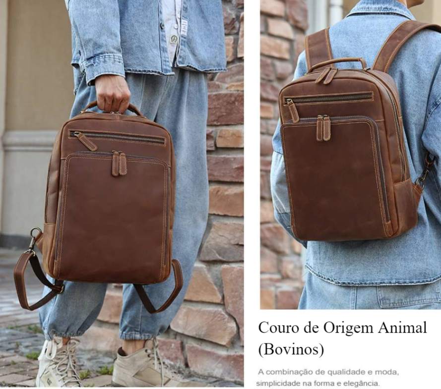 Mochila Executiva Siena de Couro Legitimo para Notebook 15,6