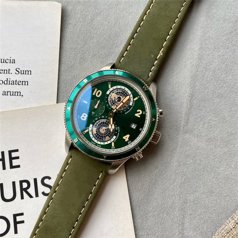 Relógio Masculino Automático Valmont Pulseira de Couro Verde - Suacaneta