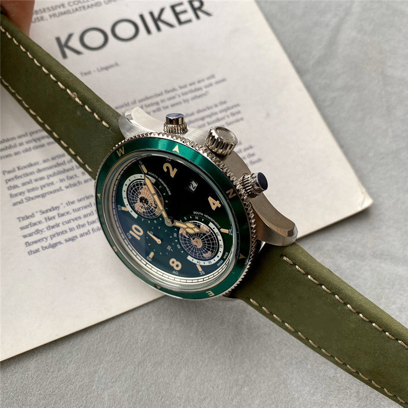 Relógio Masculino Automático Valmont Pulseira de Couro Verde - Suacaneta