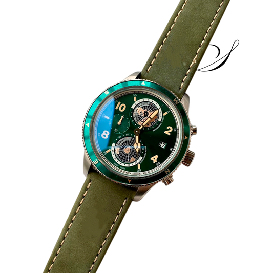 Relógio Masculino Automático Valmont Pulseira de Couro Verde - Suacaneta