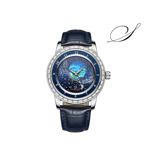 Relógio Masculino Nerval Night Pulseira de Couro Azul - Suacaneta