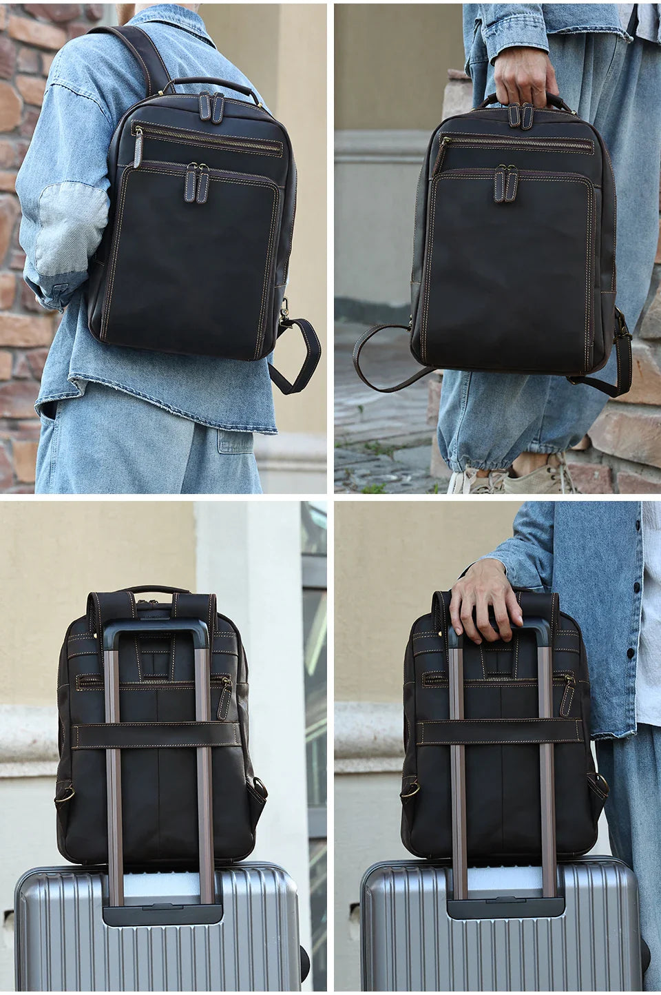 Mochila Executiva Siena de Couro Legitimo para Notebook 15,6