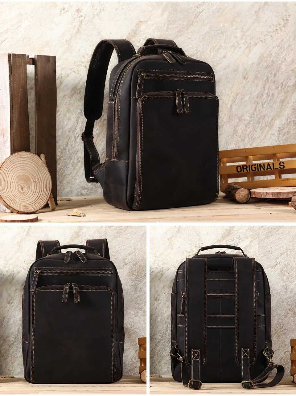 Mochila Executiva Siena de Couro Legitimo para Notebook 15,6