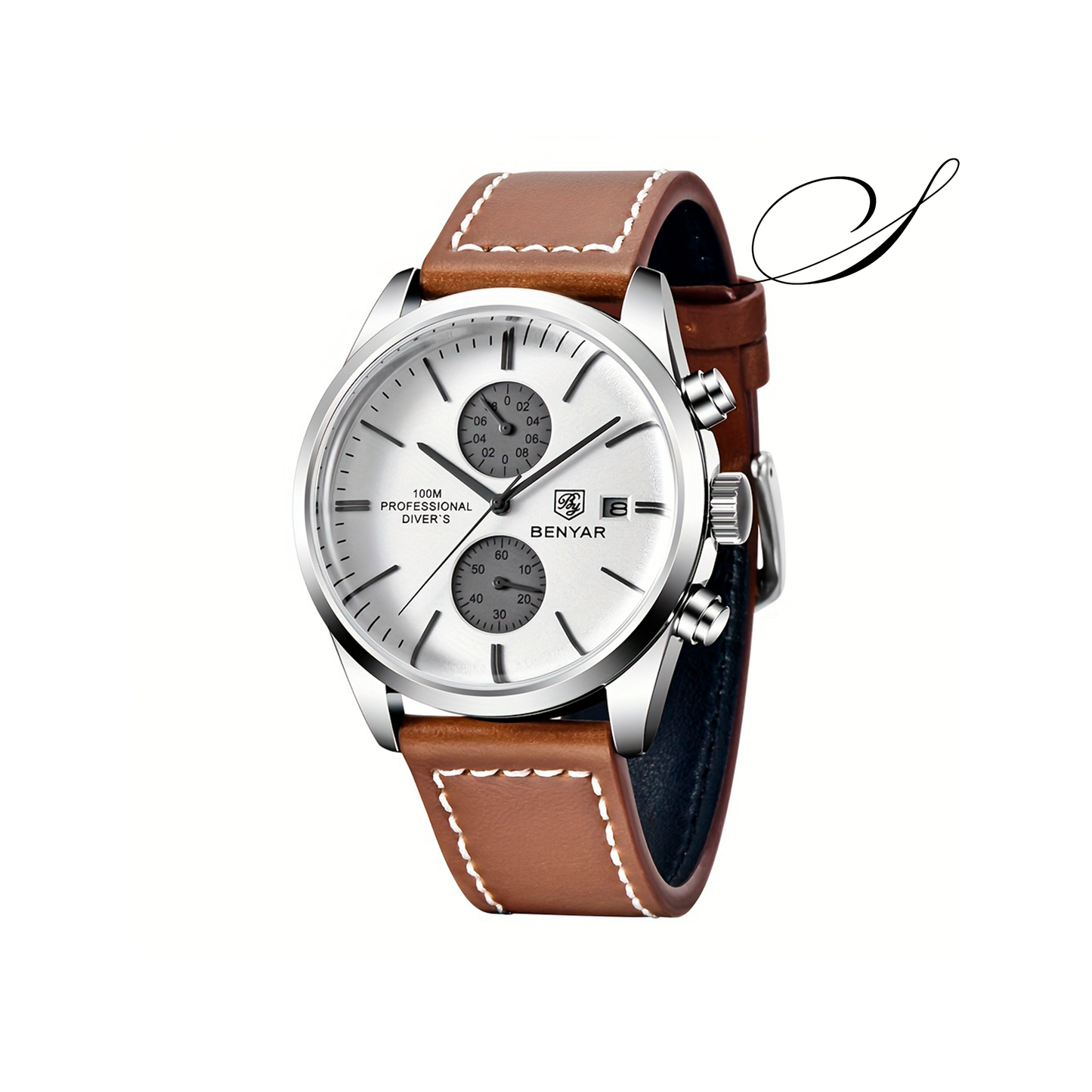 Relógio Masculino Automático Valère Chronographe Pulseira de Couro - Suacaneta