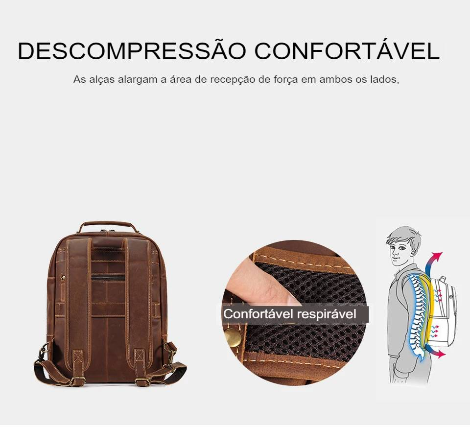 Mochila Executiva Siena de Couro Legitimo para Notebook 15,6
