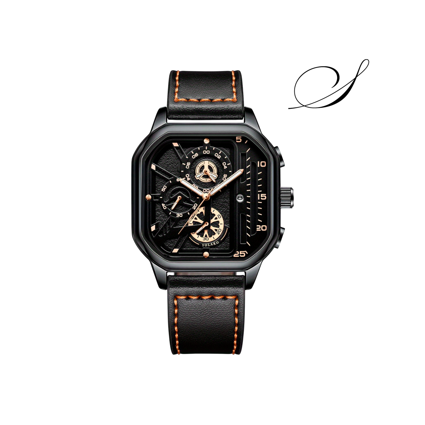 Relógio Masculino Aurum Milano Pulseira de Couro Preta - Suacaneta