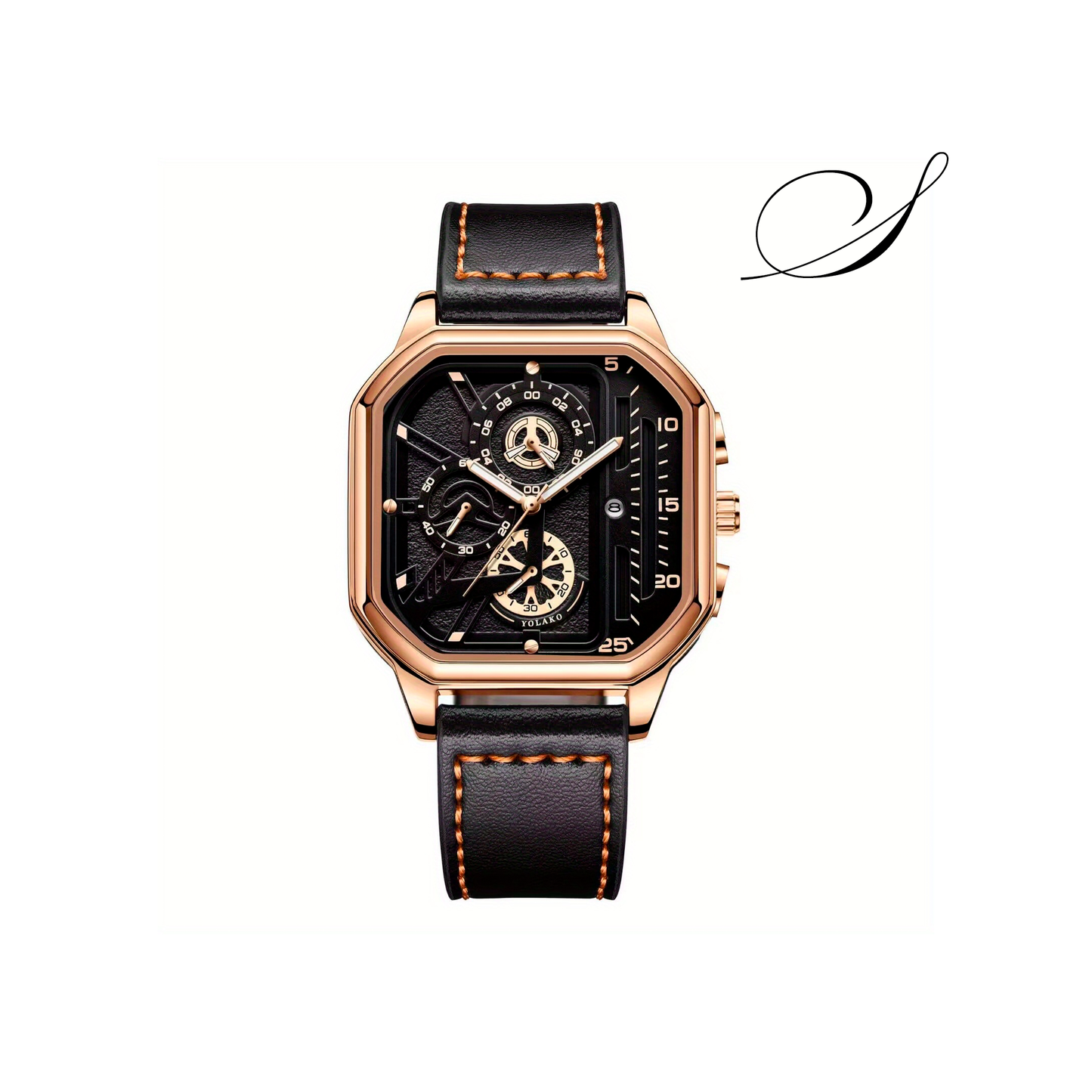 Relógio Masculino Aurum Milano Pulseira de Couro Preta - Suacaneta