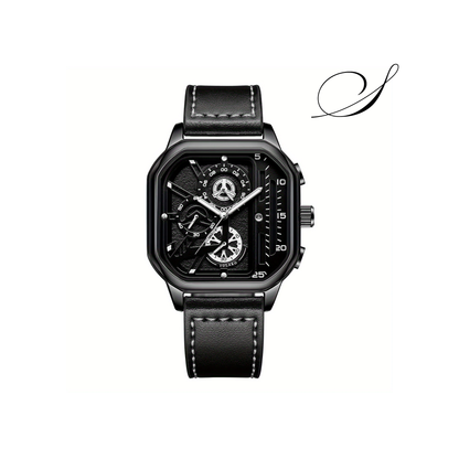 Relógio Masculino Aurum Milano Pulseira de Couro Preta - Suacaneta