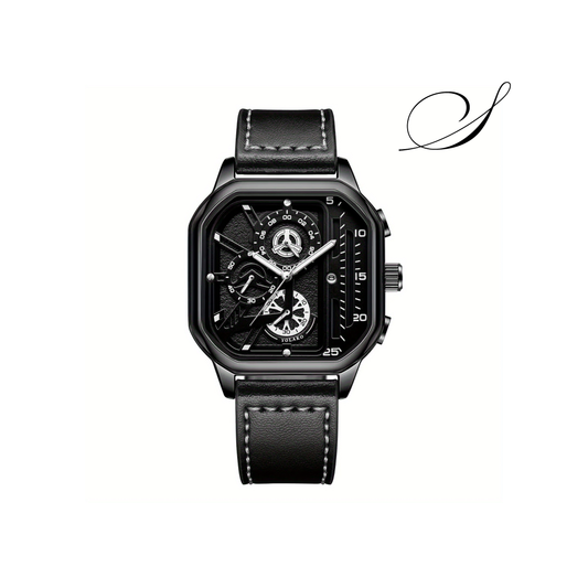 Relógio Masculino Aurum Milano Pulseira de Couro Preta - Suacaneta