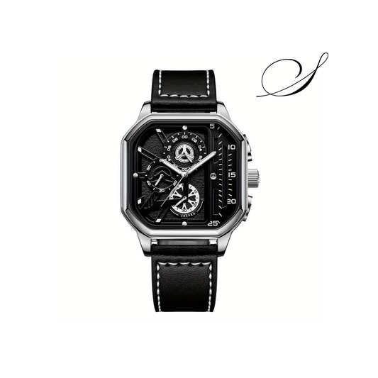 Relógio Masculino Aurum Milano Pulseira de Couro Preta - Suacaneta